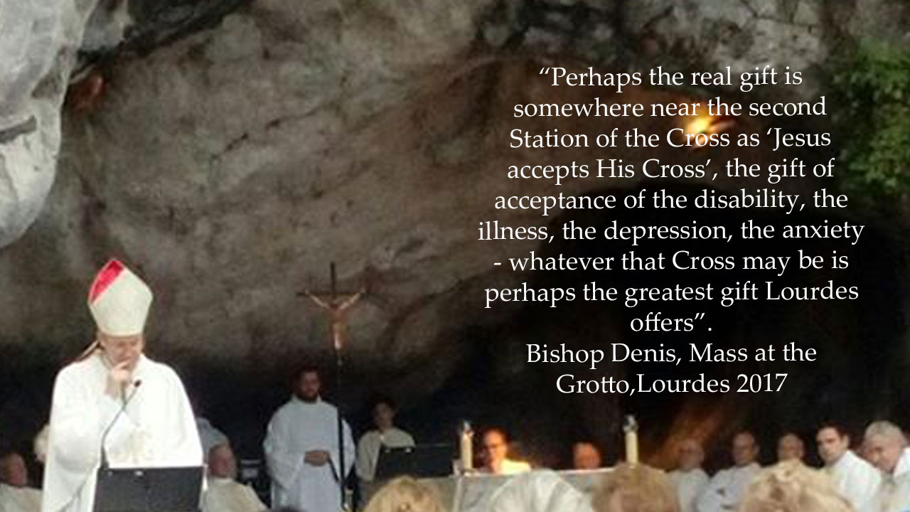 Denis celebrates Mass at the Grotto in Lourdes Kandle